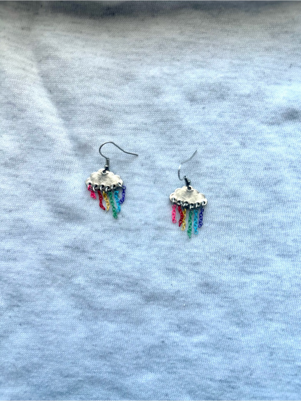 silver rainbow rain cloud earrings